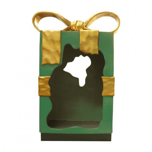 Green Gift Box With Gold Bow Photo Op