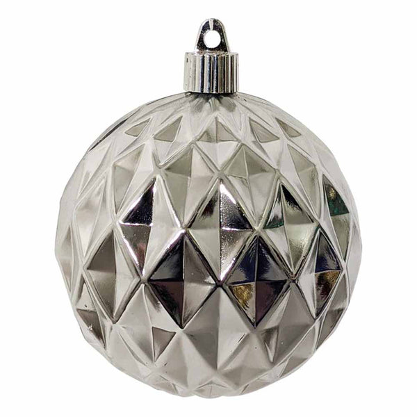 4" (100mm) Commercial Shatterproof Ball Ornament, Shiny Looking Glass Diamond, 4 per Bag, 12 Bags per Case, 48 Pieces