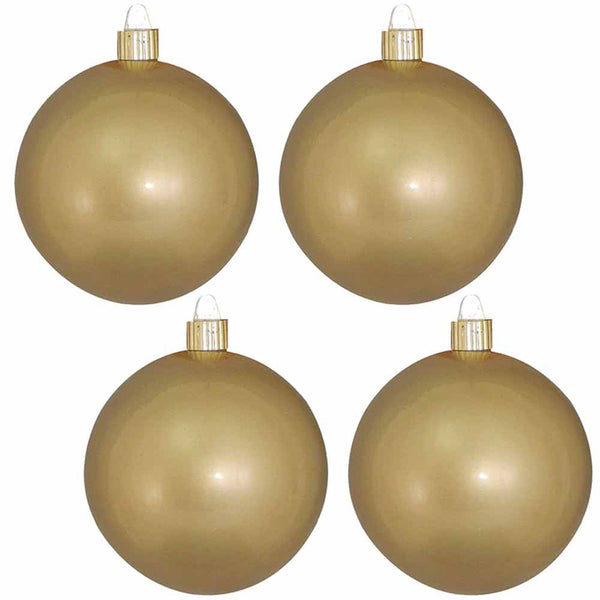 4" (100mm) Commercial Shatterproof Ball Ornament, Candy Gold, 4 per Bag, 12 Bags per Case, 48 Pieces