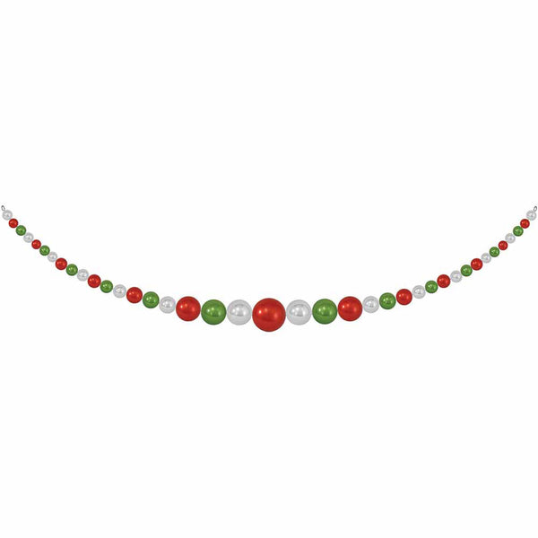 11.5" Giant Commercial Shatterproof Ball Garland, Green/Red/Silver, Case, 1 Piece