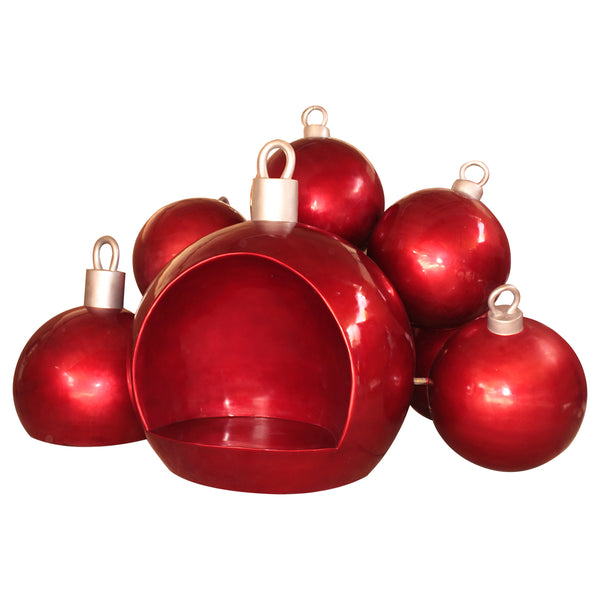 Fiberglass Red Ornament Stack with Seat, Red, L: 162" x W: 124" x H: 82", 743 lbs