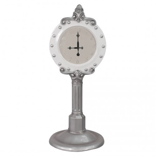 Silver and White Santa Clock