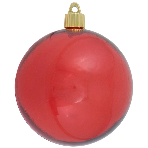 4" (100mm) Large Commercial Shatterproof Ball Ornament, Red Translucent, Case, 48 Pieces