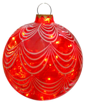 Illuminated Red Sandstone Drape Ball