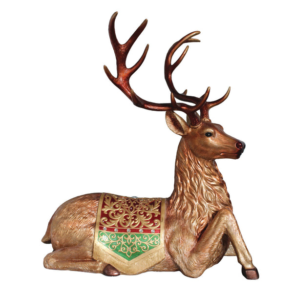 30" Christmas Deer Laying Down, Metallic Gold