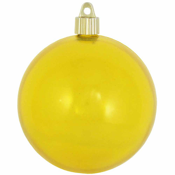 4" (100mm) Large Commercial Shatterproof Ball Ornament, Yellow Translucent, Case, 48 Pieces