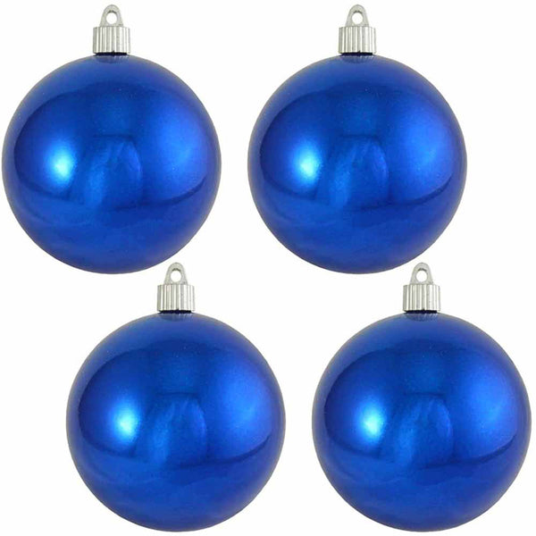 4" (100mm) Commercial Shatterproof Ball Ornament, Shiny Azure Blue, 4 per Bag, 12 Bags per Case, 48 Pieces