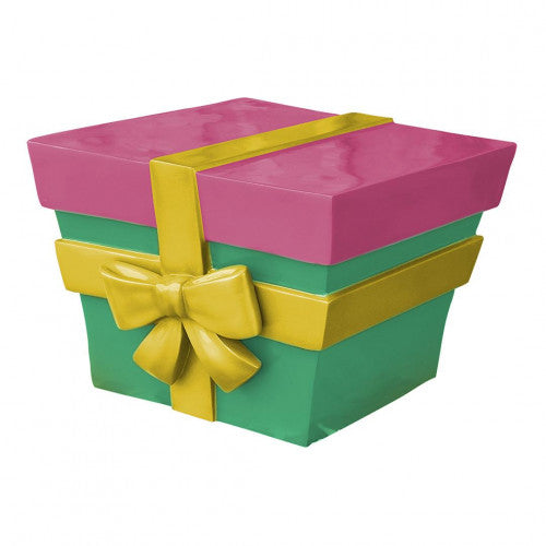 16" Teal, Pink With Yellow Bow Gift Box