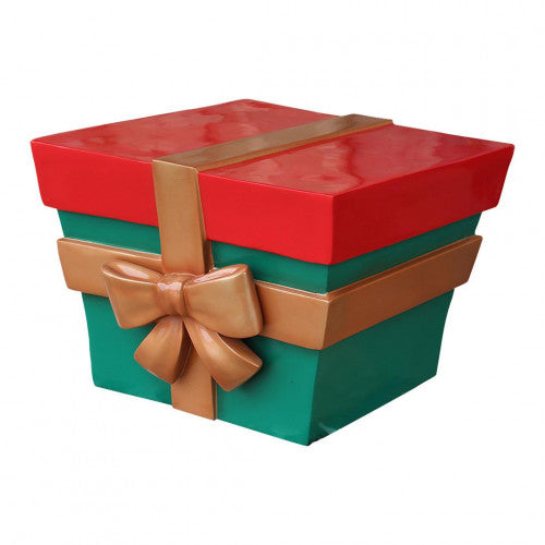 16" Green, Red With Gold Bow Gift Box