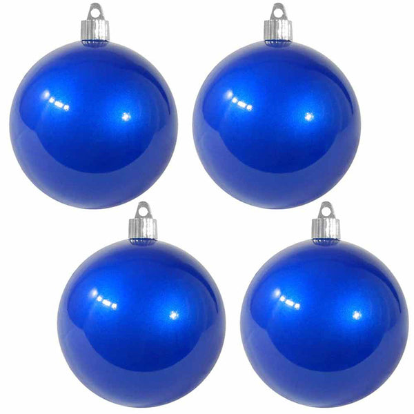 4" (100mm) Commercial Shatterproof Ball Ornament, Candy Blue, 4 per Bag, 12 Bags per Case, 48 Pieces