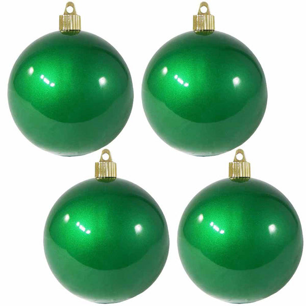 4" (100mm) Commercial Shatterproof Ball Ornament, Candy Green, 4 per Bag, 12 Bags per Case, 48 Pieces