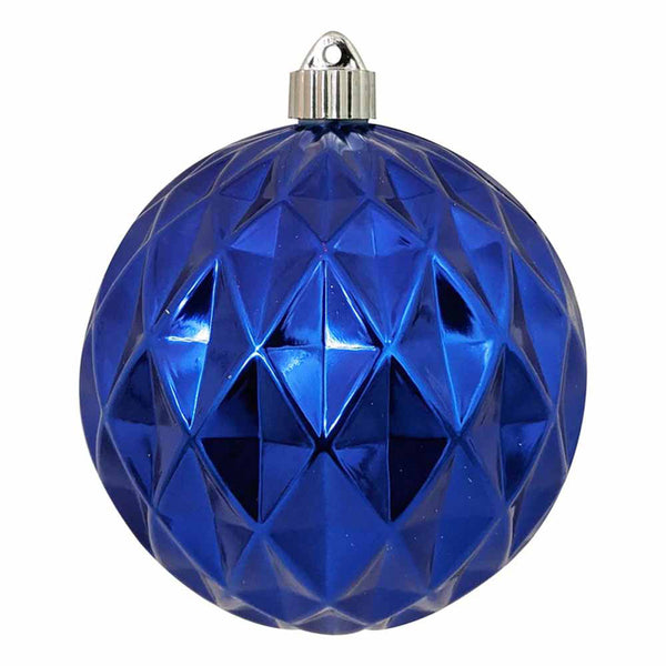 6" (150mm) Commercial Shatterproof Ball Ornament, Shiny Azure Blue Diamond, 2 per Bag, 6 Bags per Case, 12 Pieces