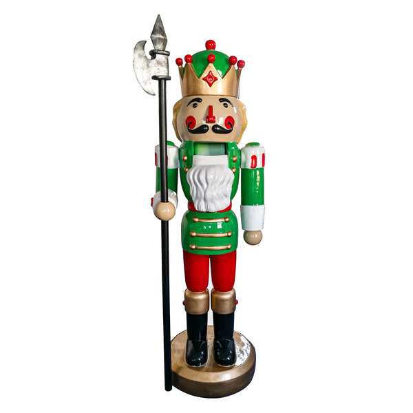 Green and Red Nutcracker with Pole Axe