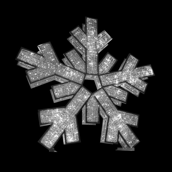 3D Silver 2 Sided Snowflake, CW LED Lights, Medium