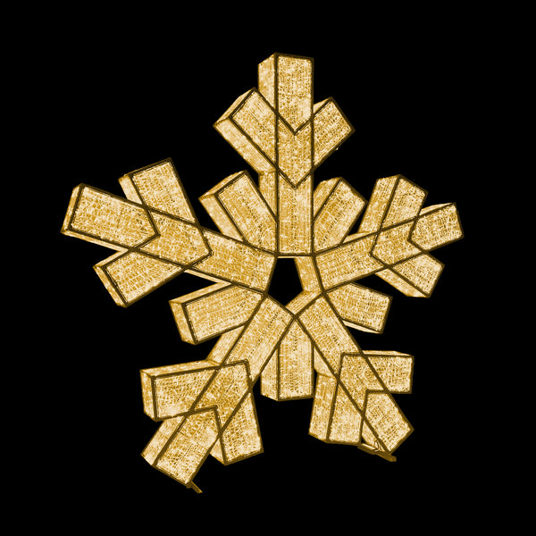 3D Snowflake, Gold, WW LED, Large, 118" x 113"