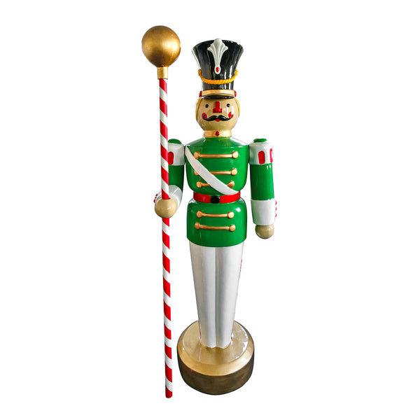 Green and White Toy Soldier with Drum Major's Mace