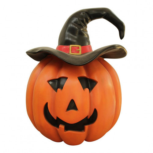 Halloween Carved Pumpkin (Jack-o'-lantern) With Witch Hat