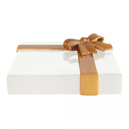 Gift Box Flat White with Gold Ribbon