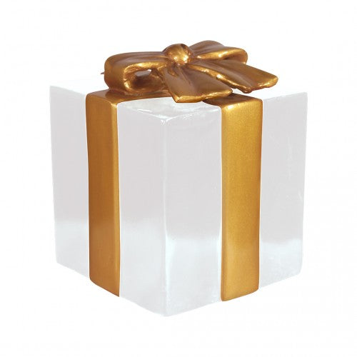 Gift Box Square White with Gold Ribbon