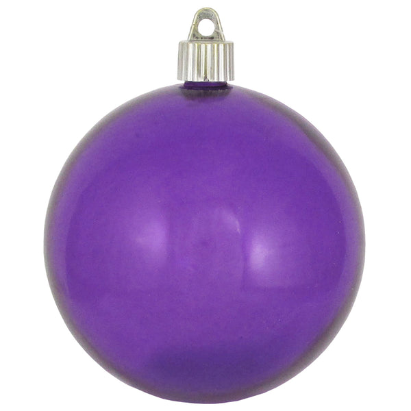 4" (100mm) Large Commercial Shatterproof Ball Ornament, Purple Translucent, Case, 48 Pieces