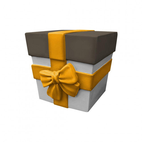 12" Silver, Grey With Gold Bow Gift Box