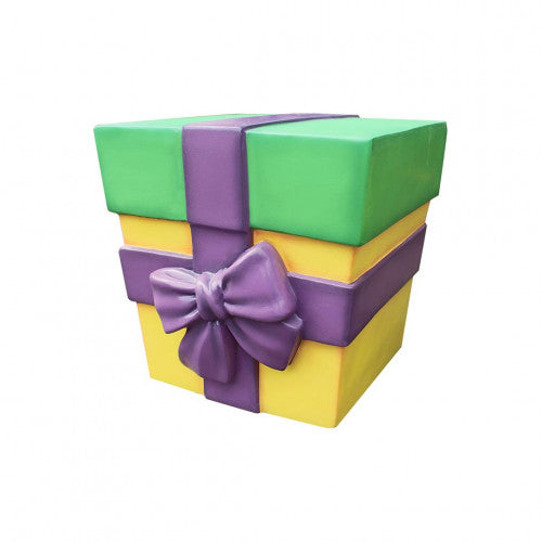 12" Yellow, Green With Purple Bow Gift Box