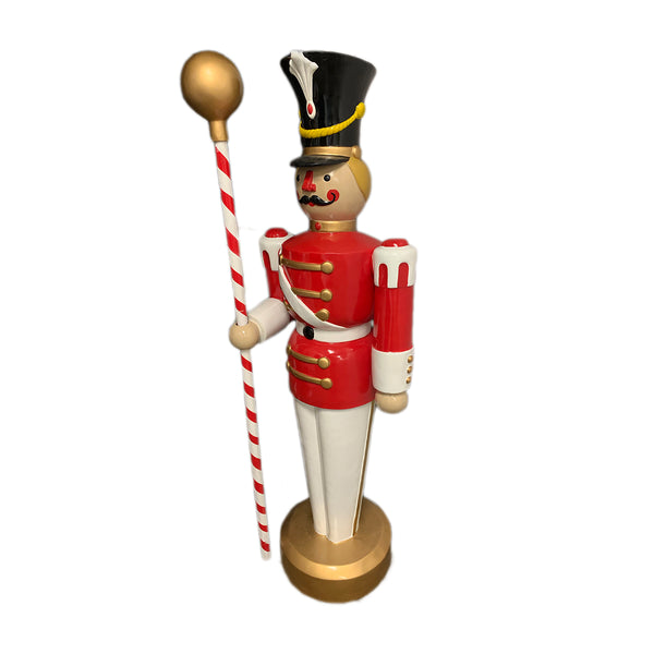 Red and White Toy Soldier with Drum Major's Mace, , L: 79" x W: 23" x H: 23"