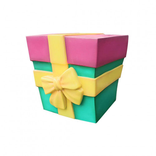 12" Teal, Pink With Yellow Bow Gift Box