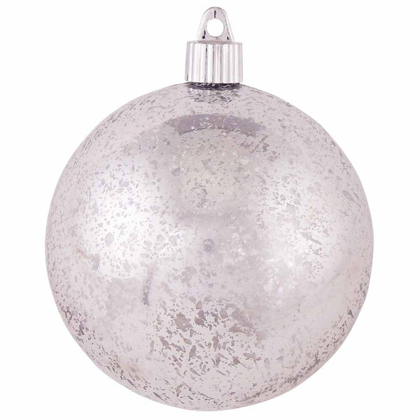 4" (100mm) Large Commercial Shatterproof Ball Ornament, Silver Mercury, Case, 24 Pieces