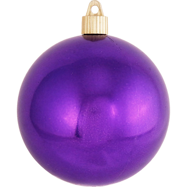 4" (100mm) Commercial Shatterproof Ball Ornament, Shiny Vivacious Purple, 4 per Bag, 12 Bags per Case, 48 Pieces