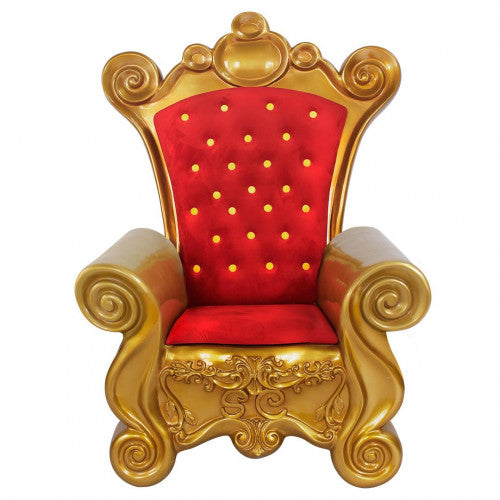 Fiberglass Santa Chair, Red/Gold, L: 41" x W: 30" x H: 57", 109 lbs