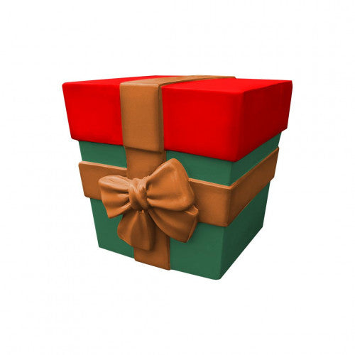 12" Green, Red With Gold Bow Gift Box